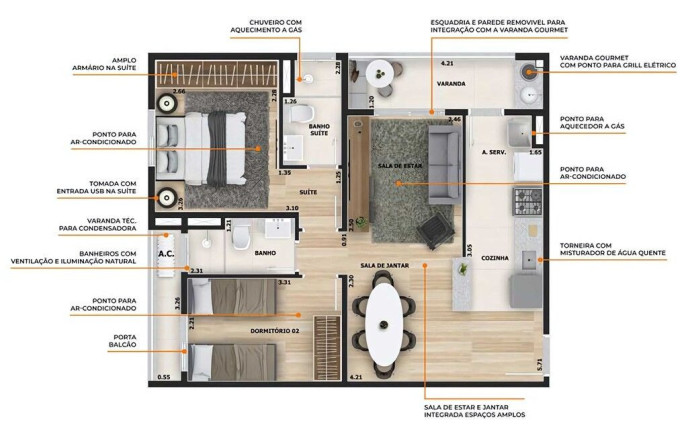Imagem Apartamento com 2 Quartos à Venda, 61 m² em Jardim São Carlos - Sorocaba