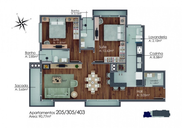 Imagem Apartamento com 2 Quartos à Venda, 90 m² em Avenida Central - Gramado