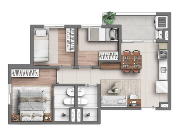 Imagem Apartamento com 3 Quartos à Venda, 49 m² Imagem Apartamento com 3 Quartos à Venda, 49 m²