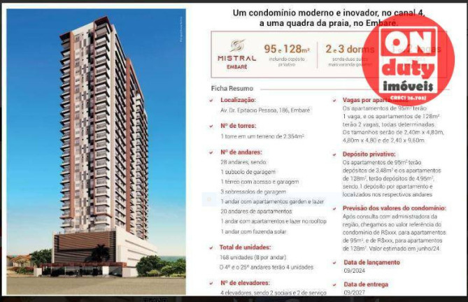 Apartamento com 2 Quartos à Venda, 96 m² em Embaré - Santos