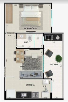 Imagem Apartamento com 1 Quarto à Venda, 41 m² em Guilhermina - Praia Grande