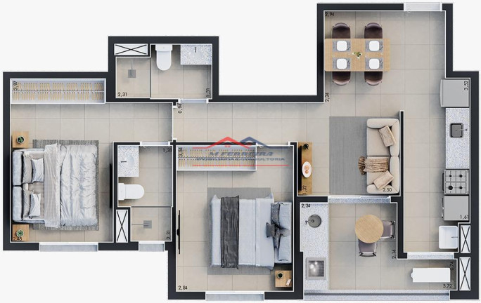 Imagem Apartamento com 2 Quartos à Venda, 65 m² em Nova América - Piracicaba