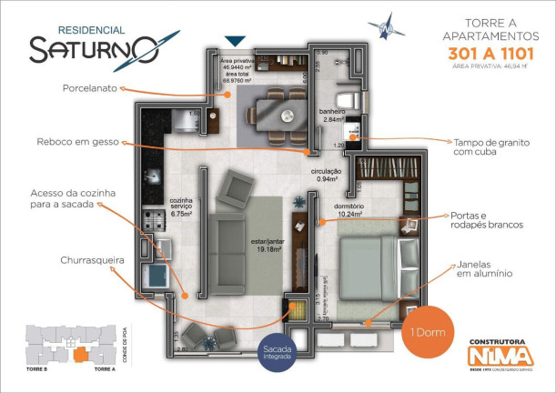 Imagem Apartamento com 1 Quarto à Venda, 47 m² em Nossa Senhora Do Rosário - Santa Maria Imagem Apartamento com 1 Quarto à Venda, 47 m² em Nossa Senhora Do Rosário - Santa Maria