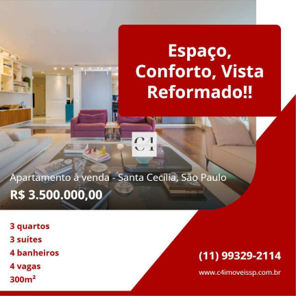 Apartamento com 3 Quartos à Venda, 300 m² em Santa Cecília - São Paulo