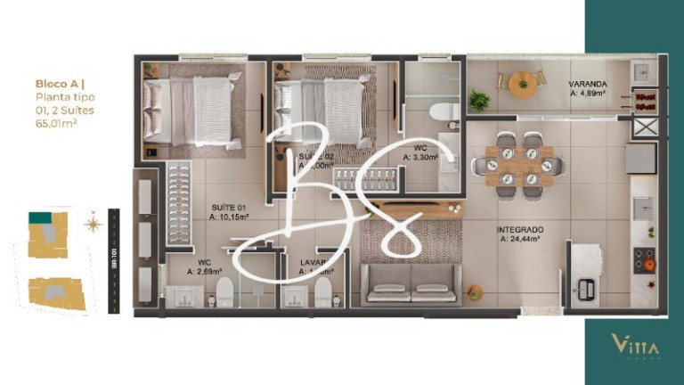 Imagem Apartamento com 2 Quartos à Venda, 65 m² em Tabuleiro Dos Oliveiras - Itapema