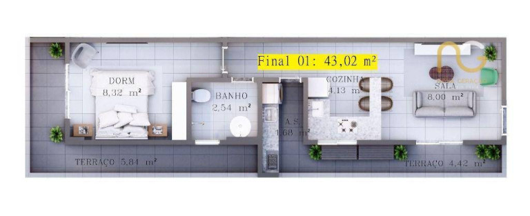 Imagem Apartamento com 1 Quarto à Venda, 41 m² em Canto Do Forte - Praia Grande