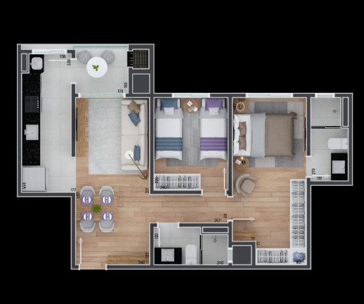 Imagem Apartamento com 2 Quartos à Venda, 55 m² em Aristocrata - São José Dos Pinhais