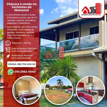 Imóvel com 4 Quartos à Venda, 3.357 m² em Vertentes Do Mamonal - Pirassununga