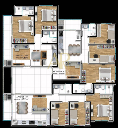 Imagem Apartamento com 3 Quartos à Venda, 70 m² em Bela Vista - Palhoça