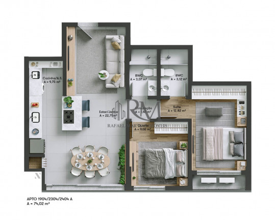 Imagem Apartamento com 2 Quartos à Venda, 74 m² em Centro - Biguaçu Imagem Apartamento com 2 Quartos à Venda, 74 m² em Centro - Biguaçu