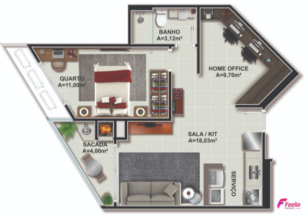 Apartamento com 1 Quarto à Venda, 52 m² em Itacorubi - Florianópolis