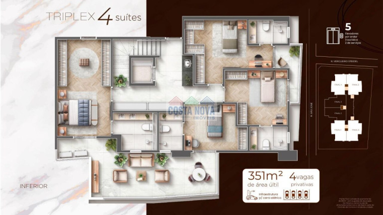 Imagem Apartamento com 4 Quartos à Venda, 351 m² em Embaré - Santos Imagem Apartamento com 4 Quartos à Venda, 351 m² em Embaré - Santos
