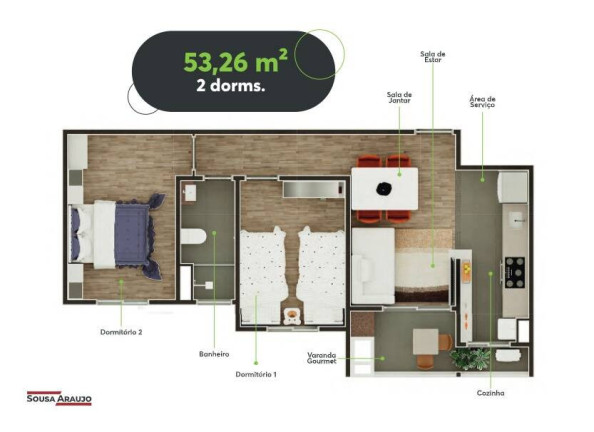 Imagem Apartamento com 2 Quartos à Venda, 53 m² em Remanso Campineiro - Hortolândia Imagem Apartamento com 2 Quartos à Venda, 53 m² em Remanso Campineiro - Hortolândia