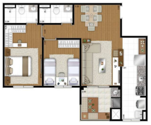 Imagem Apartamento com 2 Quartos à Venda, 67 m² em Jardim Flórida - Jundiaí
