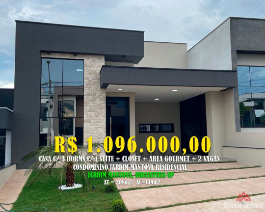 Casa de Condomínio com 3 Quartos à Venda, 204 m² em Jardim Mantova - Indaiatuba