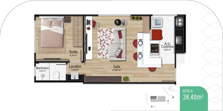 Imagem Studio com 1 Quarto à Venda, 37 m² em Jardim Da Penha - Vitória Imagem Studio com 1 Quarto à Venda, 37 m² em Jardim Da Penha - Vitória