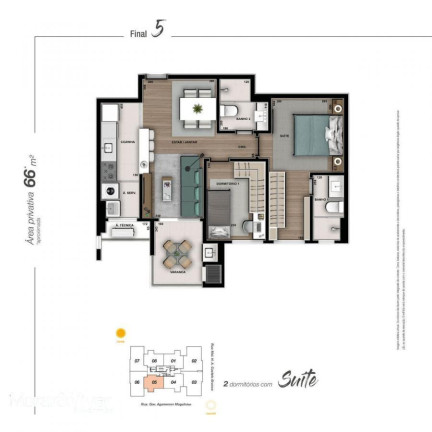Imagem Apartamento com 2 Quartos à Venda, 66 m² em Cristo Rei - Curitiba