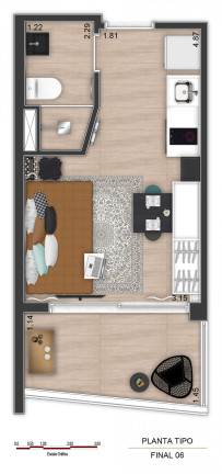 Imagem Apartamento com 1 Quarto à Venda, 22 m² em Centro - São Paulo