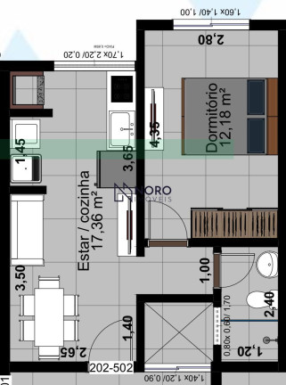 Apartamento com 1 Quarto à Venda, 37 m² em Nossa Senhora Do Rosário - Santa Maria