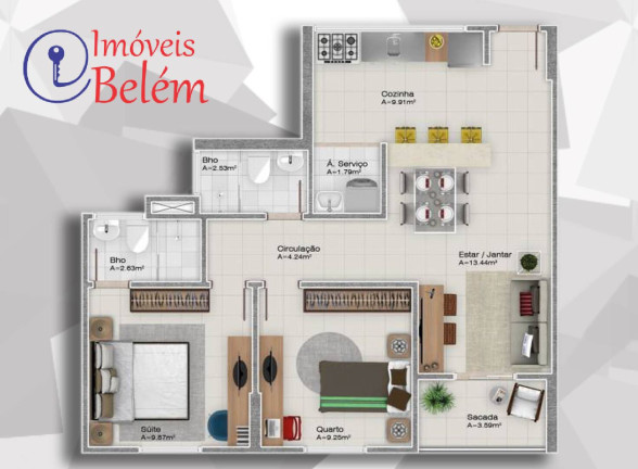 Imagem Apartamento com 2 Quartos à Venda, 67 m² em Coqueiro - Belém