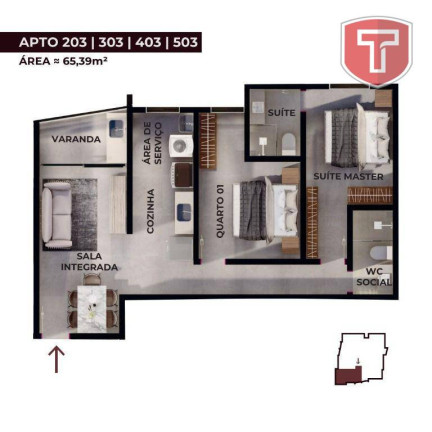 Imagem Apartamento com 3 Quartos à Venda, 72 m² em Praia Formosa - Cabedelo
