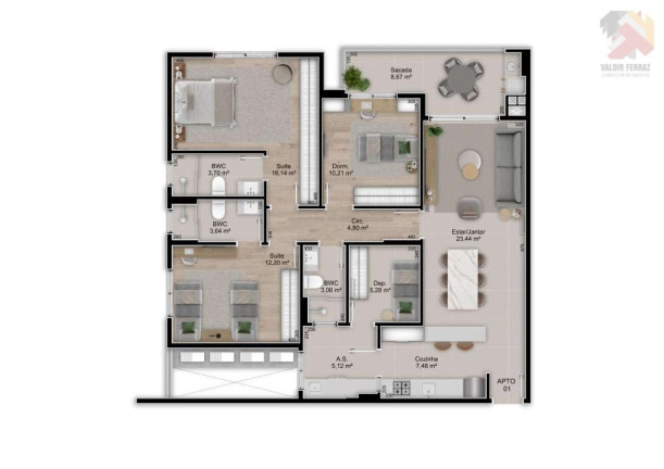 Imagem Apartamento com 3 Quartos à Venda, 102 m² em Jardim Atlântico - Florianópolis