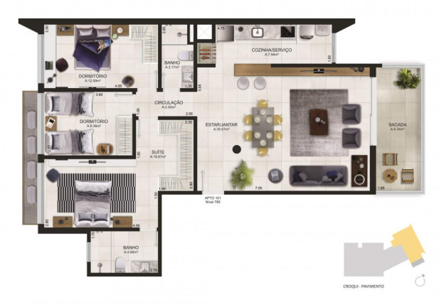 Imagem Apartamento com 3 Quartos à Venda, 102 m² em Torres - Torres
