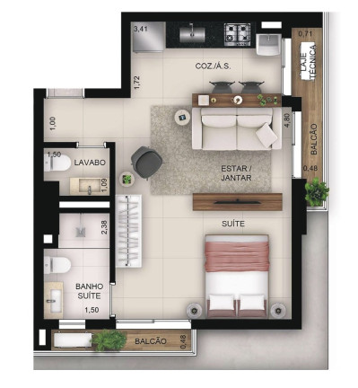 Imagem Imóvel com 1 Quarto à Venda, 46 m² em Setor Bueno - Goiânia