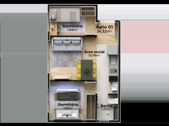 Imagem Imóvel com 2 Quartos à Venda, 34 m² em Glória - Porto Alegre