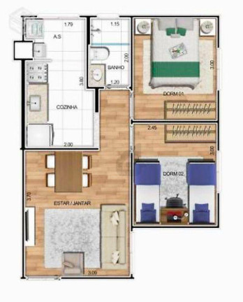 Imagem Apartamento com 2 Quartos à Venda, 44 m² em Lopes De Oliveira - Sorocaba