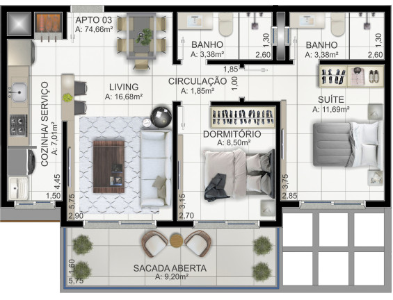 Imagem Apartamento com 2 Quartos à Venda, 84 m² em Praia Da Cal - Torres Imagem Apartamento com 2 Quartos à Venda, 84 m² em Praia Da Cal - Torres
