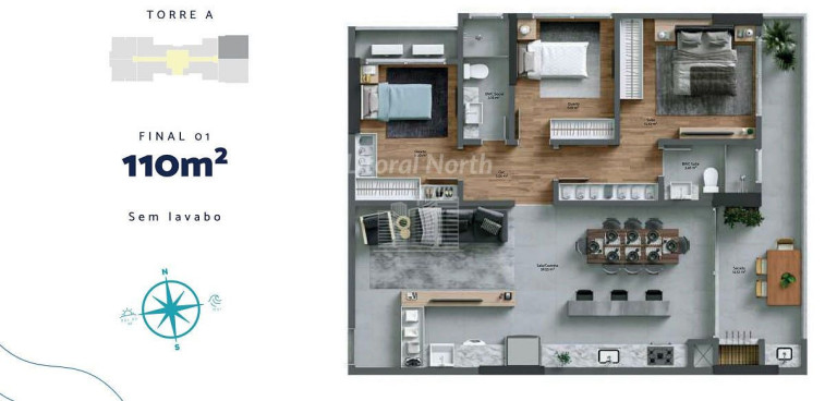 Apartamento com 3 Quartos à Venda, 110 m² em Balneário Santa Clara - Itajaí