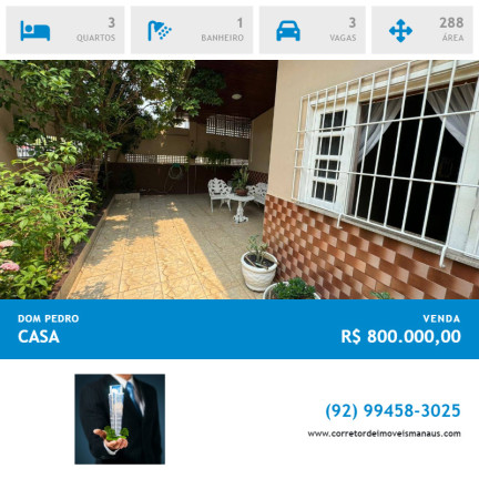 Casa com 3 Quartos à Venda, 288 m² em Dom Pedro - Manaus