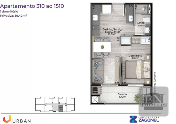 Imagem Apartamento com 1 Quarto à Venda, 51 m² em Goiás - Santa Cruz Do Sul Imagem Apartamento com 1 Quarto à Venda, 51 m² em Goiás - Santa Cruz Do Sul