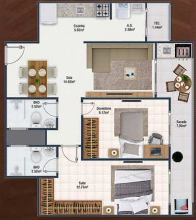 Imagem Apartamento com 2 Quartos à Venda, 68 m² em Forte - Praia Grande