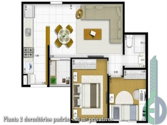 Imagem Imóvel com 2 Quartos à Venda, 48 m² em Planalto - Sao Bernardo Do Campo Imagem Imóvel com 2 Quartos à Venda, 48 m² em Planalto - Sao Bernardo Do Campo