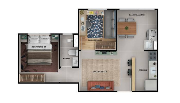 Imagem Apartamento com 2 Quartos à Venda, 38 m²