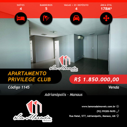 Apartamento com 4 Quartos à Venda, 178 m² em Adrianópolis - Manaus