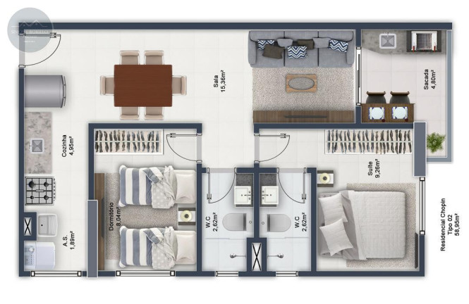Imagem Apartamento com 2 Quartos à Venda, 57 m² em Boqueirão - Praia Grande