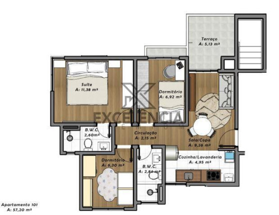 Imagem Apartamento com 3 Quartos à Venda, 57 m² em Boneca Do Iguaçu - São José Dos Pinhais