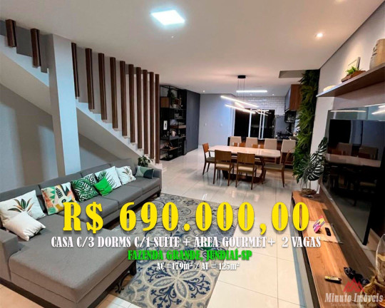 Casa com 3 Quartos à Venda, 179 m² em Fazenda Grande - Jundiaí