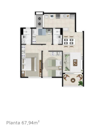 Imagem Apartamento com 2 Quartos à Venda, 56 m² em Benfica - Fortaleza