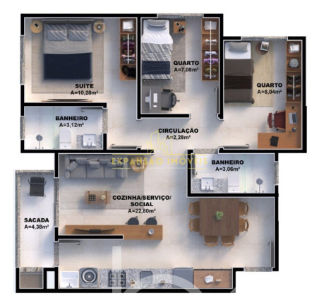 Imagem Apartamento com 2 Quartos à Venda, 59 m² em Nova Palhoça - Palhoça