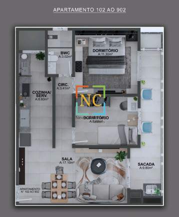 Imagem Apartamento com 2 Quartos à Venda, 70 m² em Jardim Cidade De Florianópolis - São José Imagem Apartamento com 2 Quartos à Venda, 70 m² em Jardim Cidade De Florianópolis - São José
