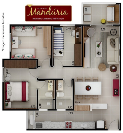 Imagem Imóvel com 3 Quartos para Alugar, 83 m² em Parque Campolim - Sorocaba