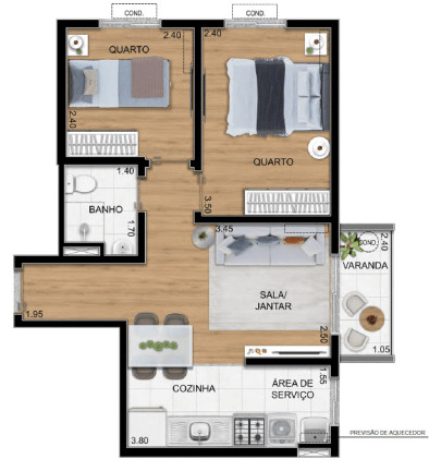 Imagem Imóvel com 2 Quartos à Venda, 40 m² em Todos Os Santos - Rio De Janeiro