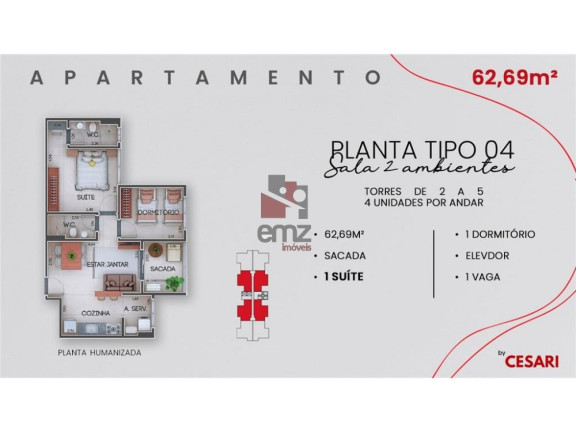 Imagem Apartamento com 2 Quartos à Venda, 63 m² em Vila Planalto - Campo Grande Imagem Apartamento com 2 Quartos à Venda, 63 m² em Vila Planalto - Campo Grande