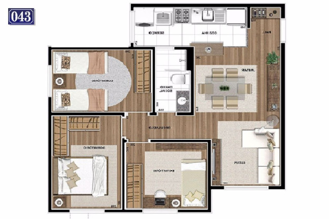 Imagem Apartamento com 3 Quartos à Venda, 59 m² em Jardim São Paulo Ii - Londrina Imagem Apartamento com 3 Quartos à Venda, 59 m² em Jardim São Paulo Ii - Londrina