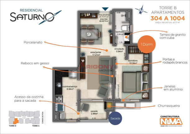 Imagem Apartamento com 1 Quarto à Venda, 47 m² em Nossa Senhora Do Rosário - Santa Maria