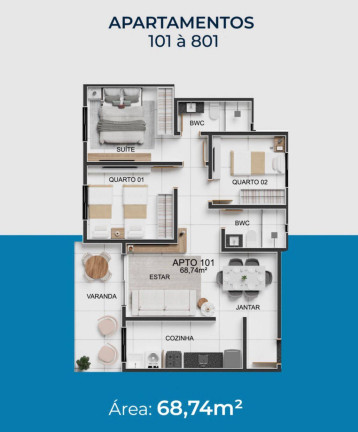 Imagem Apartamento à Venda, 59 m² em Poço - Cabedelo Imagem Apartamento à Venda, 59 m² em Poço - Cabedelo